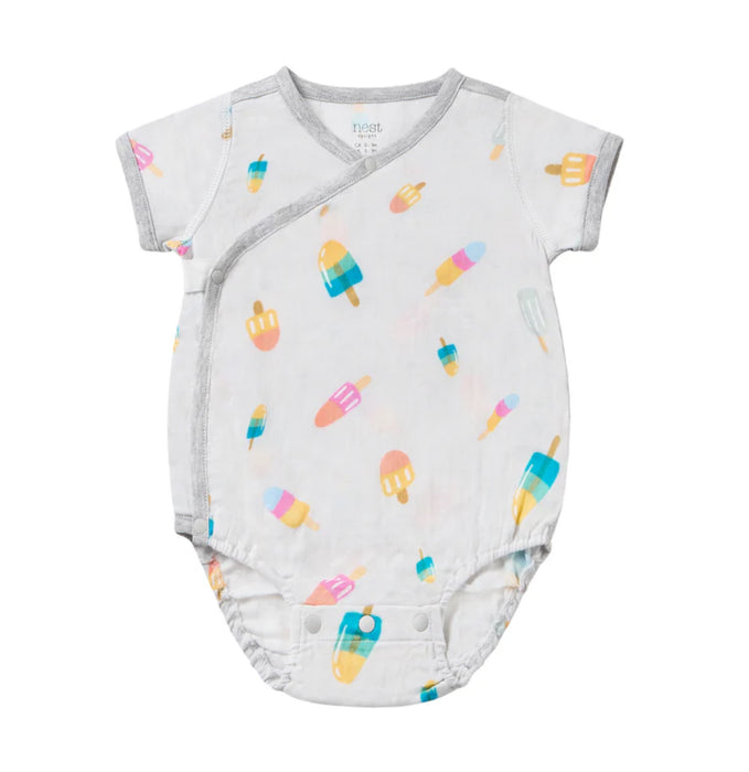 Bamboo Short Sleeve Kimono Onesie-Summer Pops