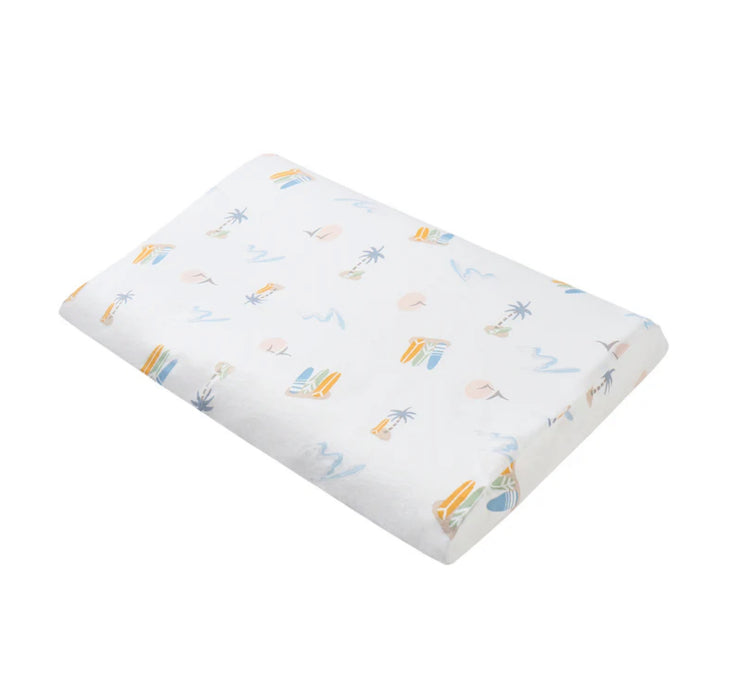 Bamboo Jersey Toddler Pillow with Pillowcase-Pastel Waves
