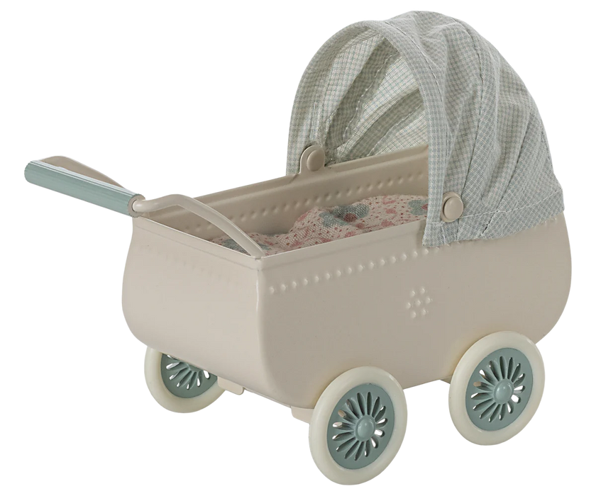Pram with baby mouse - Mint