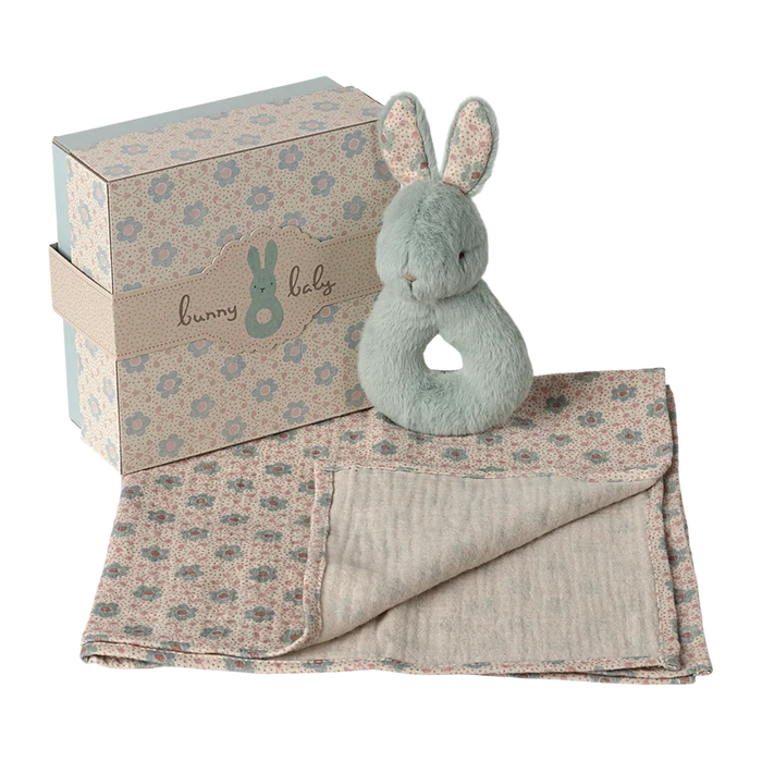 Rabbit rattle set - Mint