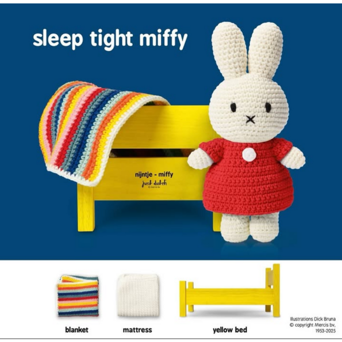 Yellow bed + handmade blanket &
mattress for Miffy and Friends