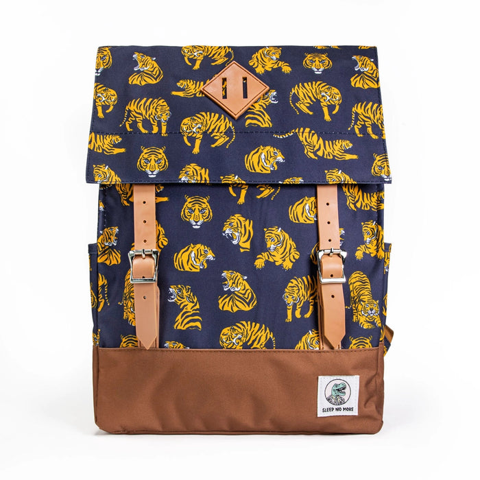 Vintage Backpack ✦ Old School Tiger Navy Blue Navy Blue / Orange