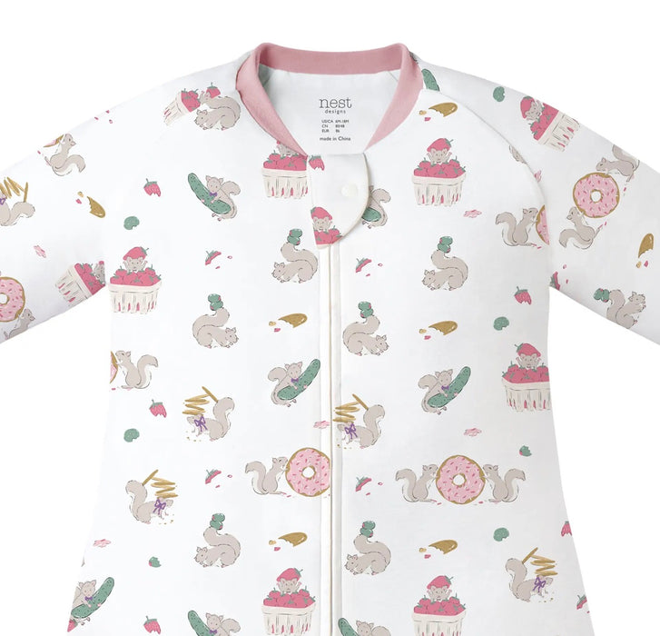 Very Squirrelly Organic Cotton Long Sleeve Footed Sleep Bag 1.0 TOG