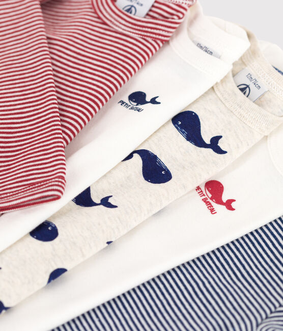 BABIES' LONG-SLEEVED COTTON WHALE THEMED BODYSUITS - 5-PACK