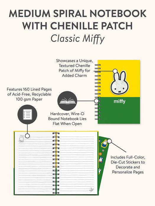 Classic Miffy Medium Spiral Notebook with Chenille Patch