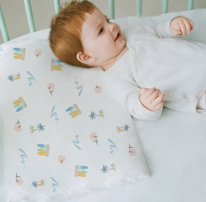 Bamboo Jersey Toddler Pillow with Pillowcase-Pastel Waves