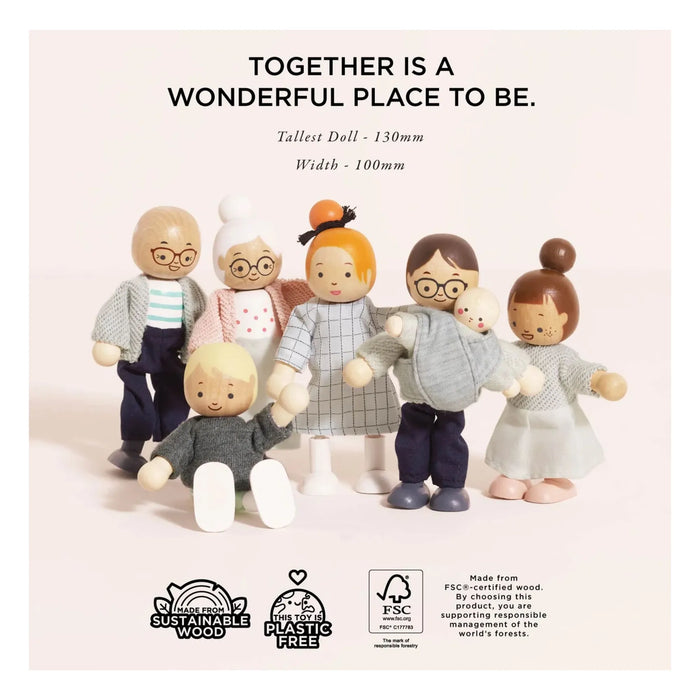 Wooden Dolls House Family