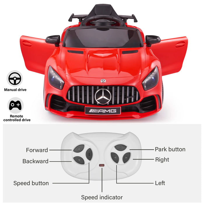 Mercedes-Benz AMG GTR 12V Ride on Car with Remote Control, Licensed Red