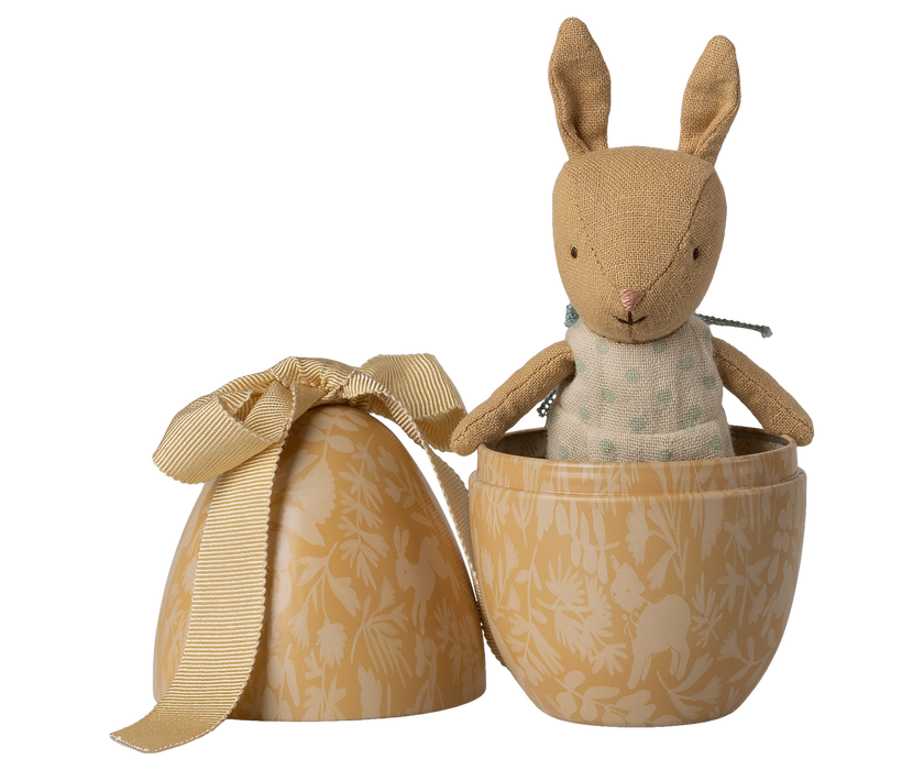 Easter egg with micro rabbit, Small - Cream yellow