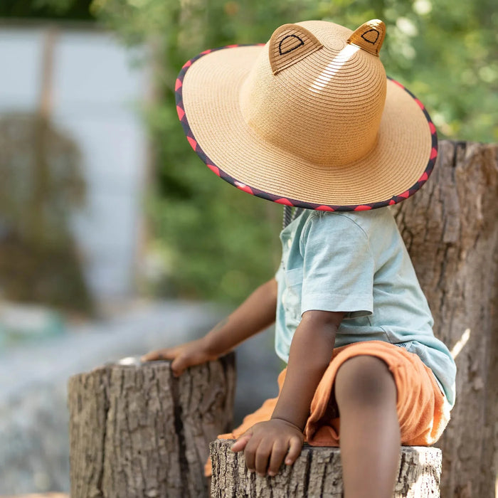 Kids Packable Lifeguard Bear Straw Hat - FlapJackKids