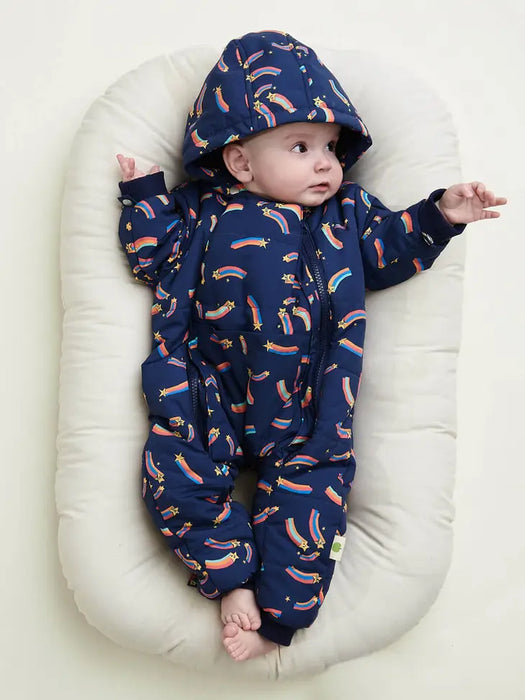 Navy with Rainbow Star Snowsuit 9 12M