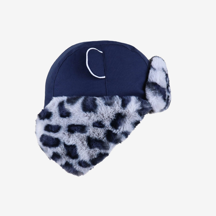 Arctic Cub: Navy with Leopard Fur