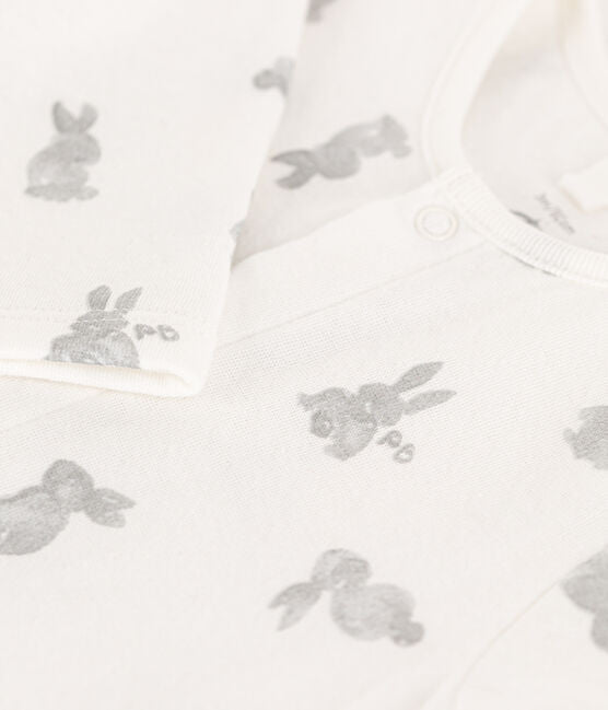 TUBE-KNIT RABBIT SLEEPSUIT