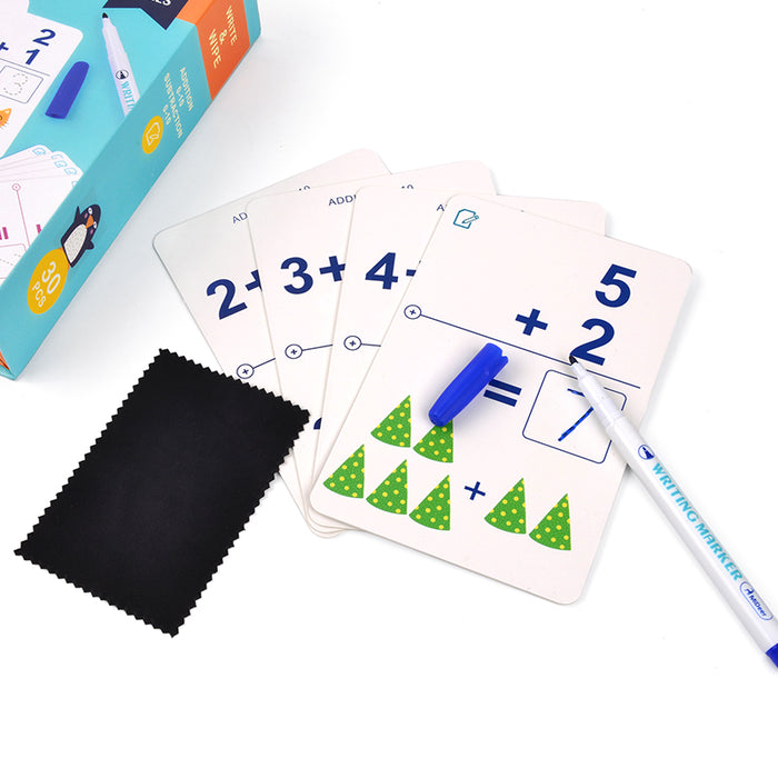 Kids Learning Toys – Write and Wipe Activity Cards-1+2=3 Cards