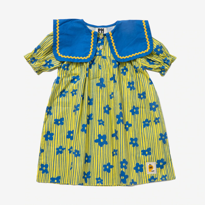 Big Collar Dress  Yel/Blue