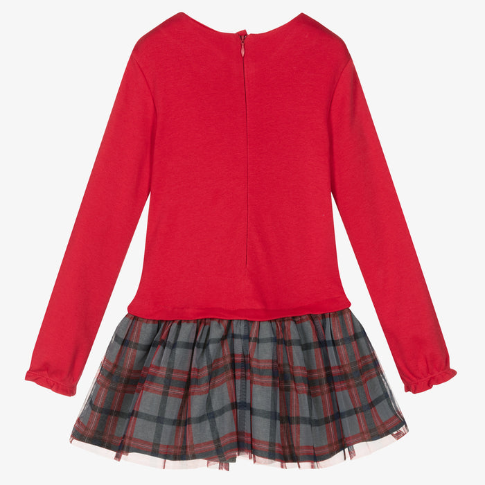 Girls Red Cotton Dress Set