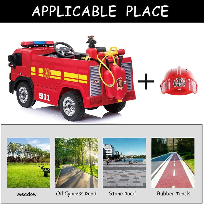 Fire Truck with Simulated Fireman Equipment 12V