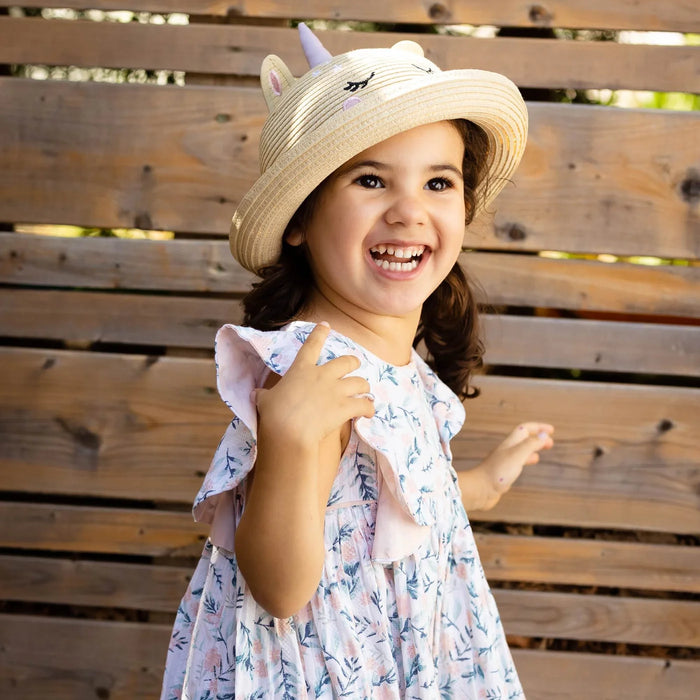 Kids' UPF50+ Straw Hat- Unicorn